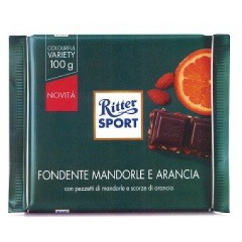 RITTER SPORT FOND.  MANDORLE E ARANCIA GR. 100