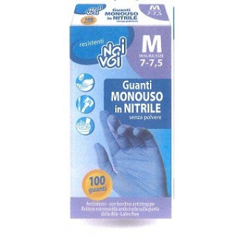 GUANTI NOI&VOI NITRILE MONOUSO S POLV. 100PZ TG M